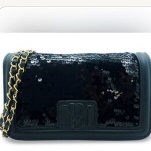 Badgley Mischka crossbody bag black sequined dressy sparkly bling festive party